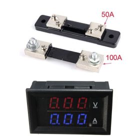   DC 0-100V 0-100A Dupla LED kijelző digitális voltmérő ampermérő modul beépített söntel. KAPHATÓ !!!!!!