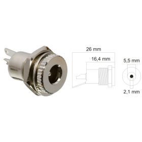   DC aljzat, beépíthető, fém, 5,5,x2,1mm (05155) RENDELÉS ALATT !!!!!