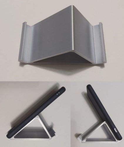 Univerzális telefon és táblagép tartó állvány, 1-14mm vastagságig, kétféle dőlésszöggel ezüst RENDELÉSRE !!!!!!!