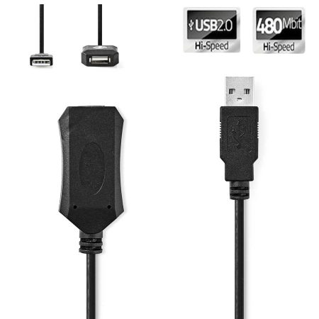 USB 2.0 | USB-A Dugasz | USB-A Aljzat | 480 Mbps | 30.0 m RENDELÉSRE !!!!!!