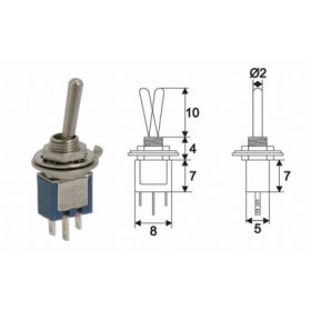   Karos kapcsoló mini 2állású 1áramkör 1A 250V (09007) RENDELÉS ALATT !!!!!