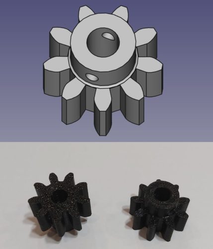 Fogaskerék M=2 x 9 fog x 22 mm 3D nyomtatott, UV álló, PET-G  KAPHATÓ !!!!!!
