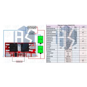   Li-ion 18650 Cella védelemmel ellátott modul BMS - 2 Cella töltés, és merítés védelméhez 10A KAPHATÓ !!!!!