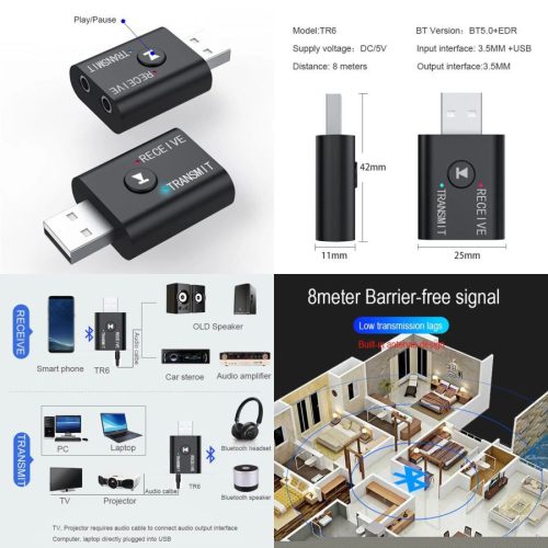 Bluetooth® 5.0 vezeték nélküli audio adó-vevő adapter AKCIÓS !!!!!! KAPHATÓ !!!!