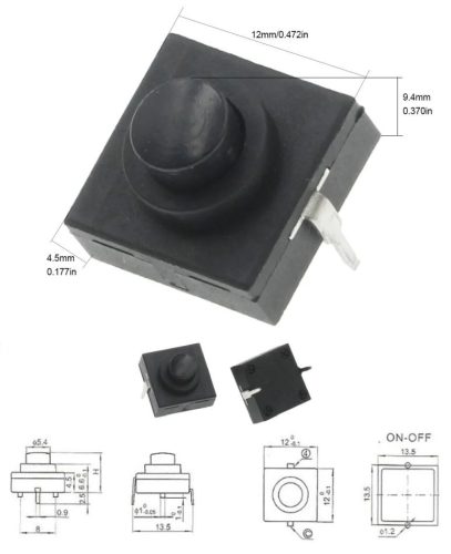 12x12x9,4 mm-es zseblámpa nyomó kapcsoló 1A 30V RENDELÉSRE !!!!