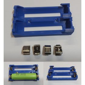   18650 Li-ion 2db lapos érintkezős 65mm-es akkumulátorokhoz, acél rugós érintkezőkkel, párhuzamos kötésű akkumulátor tartó. KAPHATÓ !!!!!!