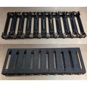   18650 Li-ion 10db lapos érintkezős 65mm-es akkumulátorokhoz, acél rugós érintkezőkkel, akkumulátor tartó. KAPHATÓ !!!!!!