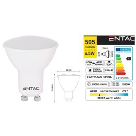   GU10 7W 100-250V ̴ 50/60Hz 4000K természetes-fehér, Sugár szög: 100°, 520 lumen !!! RENDELÉS ALATT !!!!