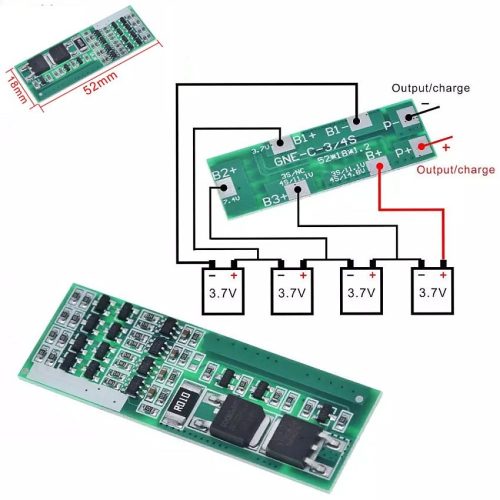 Li-ion 18650 Cella védelemmel ellátott modul BMS - 4 Cella töltés, és merítés védelméhez 8A RENDELÉS ALATT !!!!!