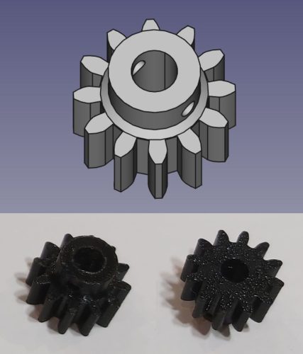 Fogaskerék M=1.5 x 12 fog x 21 mm 3D nyomtatott, UV álló, PET-G KAPHATÓ !!!!!!