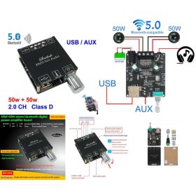   Audio erősítő 2x50 W, 3,5 jack vonal bemenet, BT 5.0 bemenet, USB A aljzat bemenet, 3,5 jack fejhallgató kimenet + hangfal kimenet RENDELÉS ALATT !!!!!