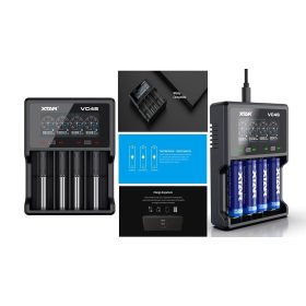   XTAR VC4S univerzális Li-ion/Ni-MH akkumulátortöltő, egyszerre 4 darab (akár különböző méretkódú és fajtájú) cellát tudunk tölteni.  KIFOGYOTT !!!!!!