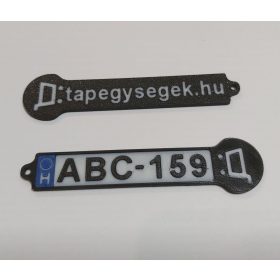   99x24mm rendszámtábla kulcstartó, bevásárlókocsi érmével, megadható reklám felirattal. KAPHATÓ !!!!!!!