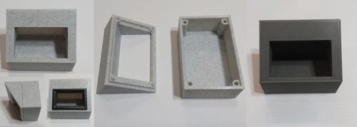 Műszerdoboz műanyag, 30 fokos döntött műszer előlappal, műszer nélkül 60x40x24-47mm RENDELÉS ALATT !!!!!!!