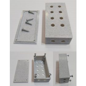   Műszerdoboz műanyag 80x39x24mm 8+2db 6mm lyukkal, + alu szalag 5x10cm, RCA alj. vagy banán alj. elosztáshoz, építéséhez KAPHATÓ !!!!!!!