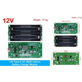  18650 Li-ion 2db-os akkutartó, töltő modul USB-C max 3A bemenet, step-up 12V 1,2A kimenet, szünetmentes tápegység KAPHATÓ !!!!!!