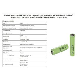   Samsung 15Q 18650 3,6V Li-Ion 1500mA 18A terhelhetőség RENDELÉS ALATT !!!!!!!