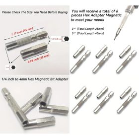   Bitfej átalakító precíziós mikro bitre, mágneses, 1/4"-es, normál 6,3mm-ról 4mm bitfejekhez, 25mm hosszú. Kapható !!!!!!