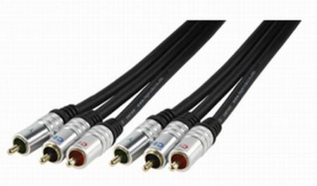 3RCA Audio - video vagy RGB-jelhez PROFI aranyozott kábel 5m (HQAS3811-5) KIFOGYOTT !!!!!