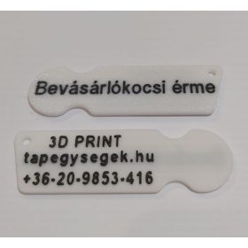   3D műanyag kulcstartó bevásárló érmével, kérhető kétoldalas saját felirattal. KAPHATÓ !!!!!!!