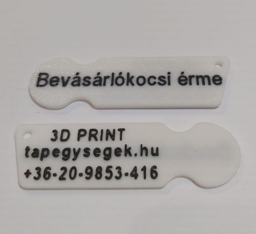 3D műanyag kulcstartó bevásárló érmével, kérhető kétoldalas saját felirattal. KAPHATÓ !!!!!!!