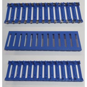   18650 Li-ion 13db lapos érintkezős 65mm-es akkumulátorokhoz, acél rugós érintkezőkkel, akkumulátor tartó. KAPHATÓ !!!!!!