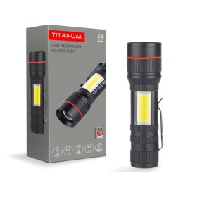   POWER LED-es LÁMPA és COB led munkalámpa, állítható fókusszal 200 lumenes USB Li-Ion akkumulátor fekete alu ház KAPHATÓ !!!!!!!
