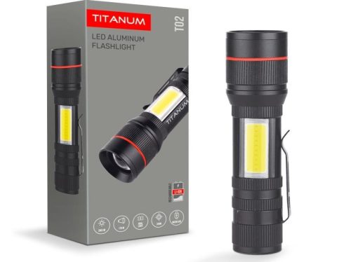 POWER LED-es LÁMPA és COB led munkalámpa, állítható fókusszal 200 lumenes USB Li-Ion akkumulátor fekete alu ház KAPHATÓ !!!!!!!