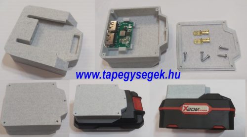 Akkumulátor sín Parkside XS20V, felső doboz 2xUSB aljzat töltő modulal, 2db érintkező saruval KAPHATÓ !!!!!!