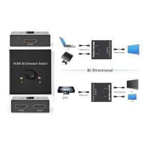   HDMI kétirányú elosztó, 1xBemenet - 2xKimenet vagy 1xKimenet - 2xBemenet, 4K@60Hz, 6 Gbps, Fém ház (VSWI3482AT) KAPHATÓ !!!!!