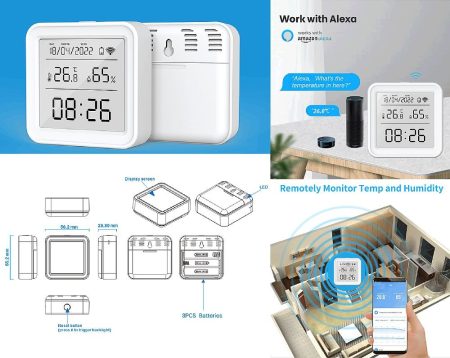 WiFi hőmérséklet és páratartalom érzékelő LCD kijelzővel (Tuya, Smart Life, Alexa, Google Home) KAPHATÓ !!!!!!!