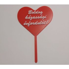   Boldog házassági évfordulót ! Szív alukú tortadísz, egy pálcás. KAPHATÓ !!!!!