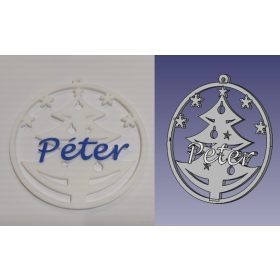   Karácsonyi akasztható dísz, fenyőfa kerek, Péter névvel KAPHATÓ !!!!!!