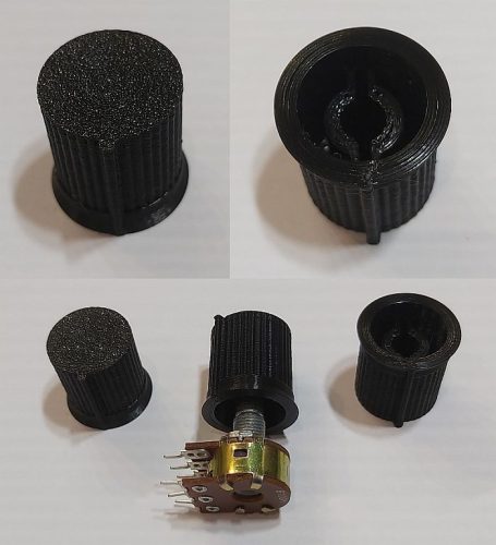 Forgatógomb bordázott 21x21mm, 6mm recézett tengelyre, fekete KAPHATÓ !!!!!!!