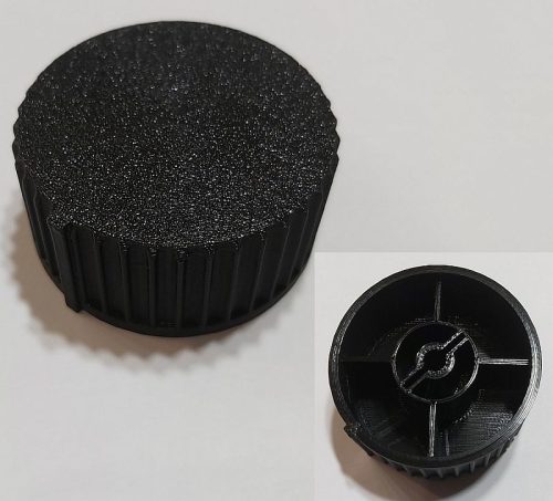 Forgatógomb bordázott 51x24mm, 6mm recézett tengelyre, fekete KAPHATÓ !!!!!!!