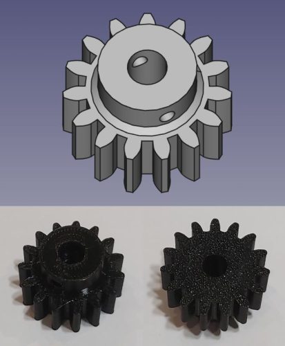 Fogaskerék M=1.5 x 15 fog x 25.5 mm 3D nyomtatott, UV álló, PET-G KAPHATÓ !!!!!!