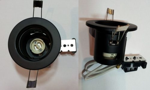 Beépíthető lámpatest GU10 halogénhoz vagy LED-hez FEKETE szín  AKCIÓS !!!!!! KAPHATÓ !!!!!!