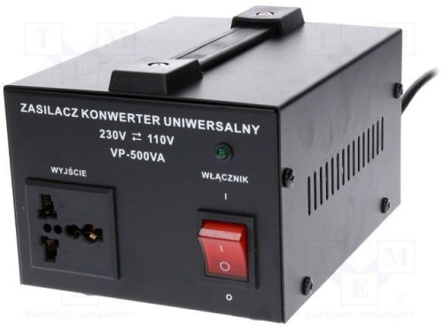 Asztali feszültség konverter 500W 230/110V (AUTOTRANSFORMÁTOR fém házban (VOLT VP-500VA) KÜLSŐ RAKTÁRON !!!! 3-4 munkanap (előre utalással)