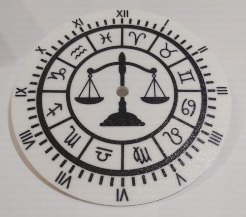 Egyedi falióra Horoszkóp MÉRLEG 175mm, óratartó házzal, óraszerkezet nélkül. (fekete-fehér) KAPHATÓ !!!