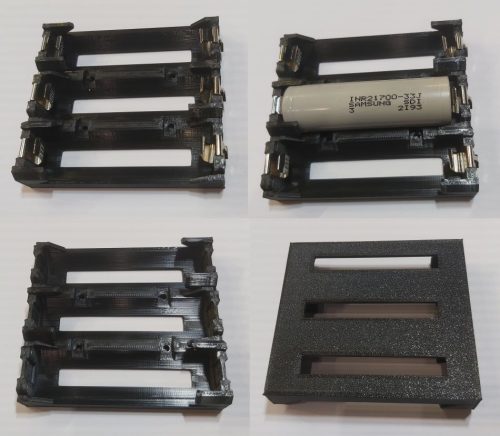 21700 Li-ion 1-10db, 70mm-es akkumulátorokhoz, acél rugós érintkezőkkel, forgatott polaritású, FEKETE akkumulátor tartó. RENDELÉSRE !!!!! 1-2 munkanap