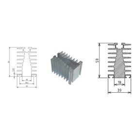   Hűtőborda Power LED-ekhez L=40mm 39x59mm (65651) KAPHATÓ !!!!!