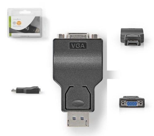 DisplayPort dugó - VGA aljzat, adapter, passzív, Fekete (CCGB37935BK) AKCIÓS !!!! RENDELÉSRE !!!!!!!