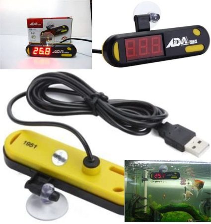 Öntapadós digitális hőmérő, piros, vízálló, 5V USB tápegységgel