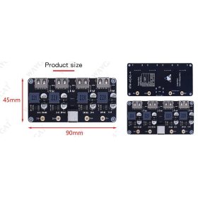   USB aljzat 4db, nagyteljesítményű gyorstöltő modul, QC3.0 + FCP + DCP támogatás, bemenet 6-32V. RENDELÉS ALATT !!!!!