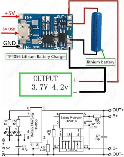USB mikro bemenet, ultra mini 5V 1A Lithium Li-Ion / Li-Po akkumulátortöltő modul  AKCIÓS !!!!!!! KAPHATÓ !!!!!!