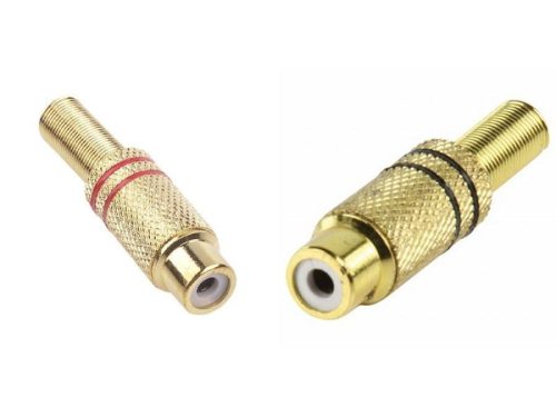 Fém RCA aljzat fekete + piros aranyozott KAPHATÓ !!!!!