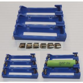   18650 Li-ion 3db lapos érintkezős 65mm-es akkumulátorokhoz, acél rugós érintkezőkkel, párhuzamos kötésű akkumulátor tartó. RENDELÉSRE !!!!!