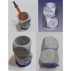   Dobókocka tolltartó álló, forgatott kocka, kék és márvány színben. KAPHATÓ !!!!