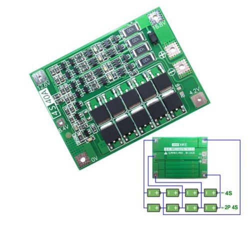 Li-ion 18650 Cella védelemmel ellátott modul BMS - 4 Cella töltés, és merítés védelméhez 40A KAPHATÓ !!!!!!!