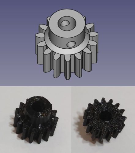 Fogaskerék M=1 x 15 fog x 17 mm 3D nyomtatott UV álló, PET-G KAPHATÓ !!!!!!